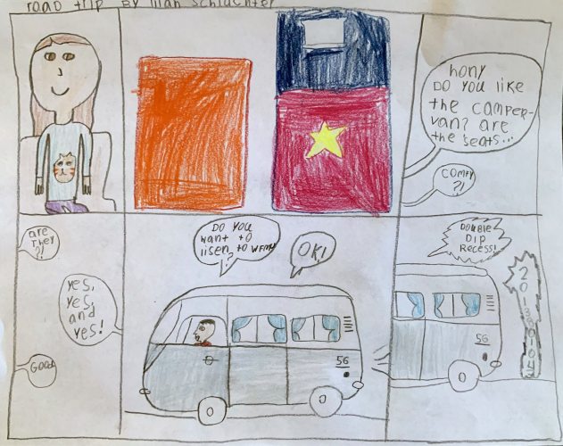 Road Trip by Listener Lilah. Send YOUR art to doubledip@wfmu.org or call in with jokes etc at 201-380-1043